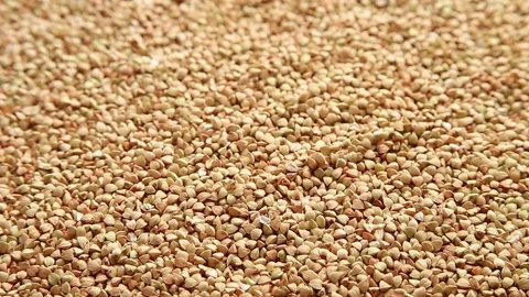 Raw buckwheat grains fall close-up Stock Footage 159872576