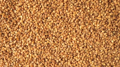 Raw buckwheat groats moving in slow motion Stock Footage 334861253