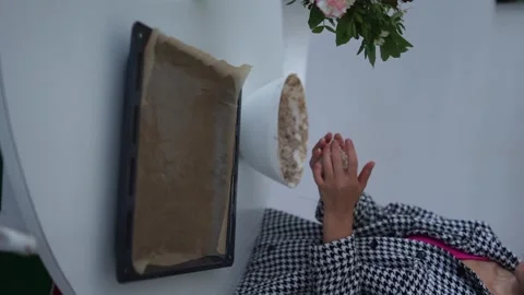 Raw burger bun vertical video dough Stock Footage 257561943