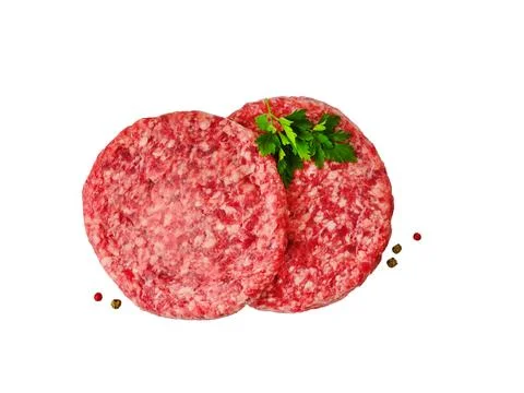 Raw burger patty. Stack of fresh raw burger patty or ground beef meat burger  Foto stock