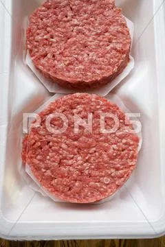 Raw Burgers For Hamburgers In Packaging