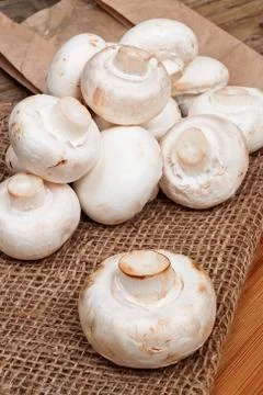Raw button mushrooms Stock Photos
