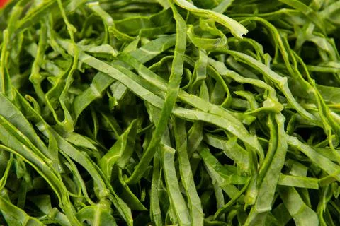 Raw cabbage leaf cut and ready to saut Foto stock