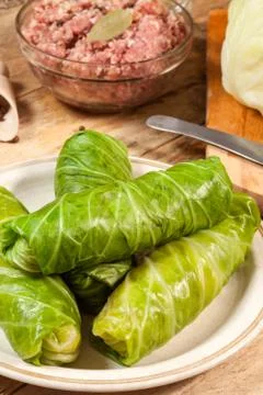 Raw cabbage rolls. Stock Photos