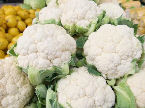Raw cauliflower pattern in supermarket Stock Photos