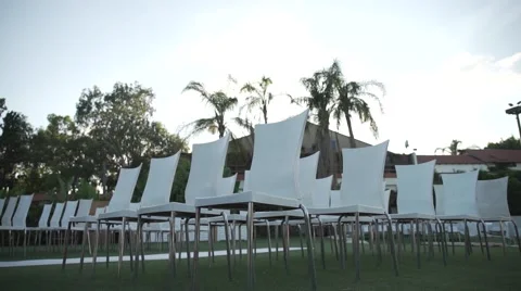 Raw of chairs for wedding canopy Video stock 58632590