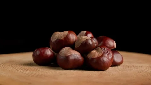 Raw Chestnuts Turning Stock Footage 284268445