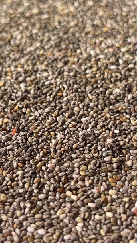 Raw chia seeds falling down Stock Footage 336506964
