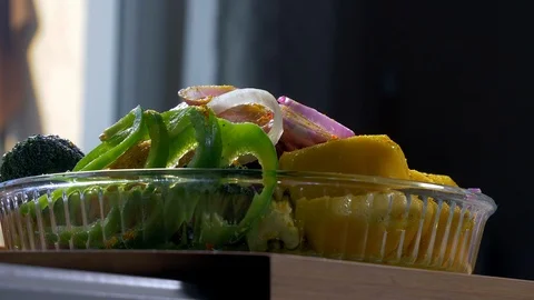 Raw chicken and vegetables with olive oil Stock Footage 102985704