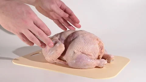 Raw chicken around a white background Stockbeeldmateriaal 305650282