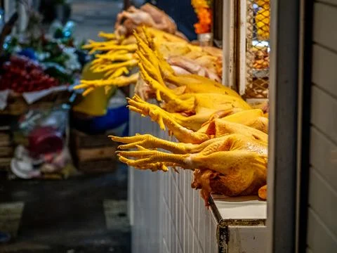 Raw chicken on the bazaar Stock Photos