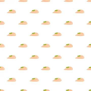 Raw chicken breast and basil repeat pattern Illustrazione stock