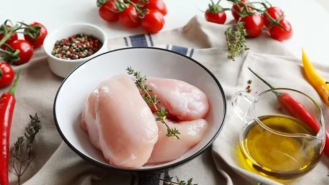 Raw chicken breast Stock Footage 88963388