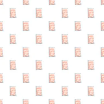 Raw chicken breast vacuum package seamless pattern Stock Illustration