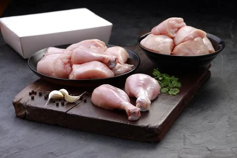 Raw chicken cuts combo Stock Photos