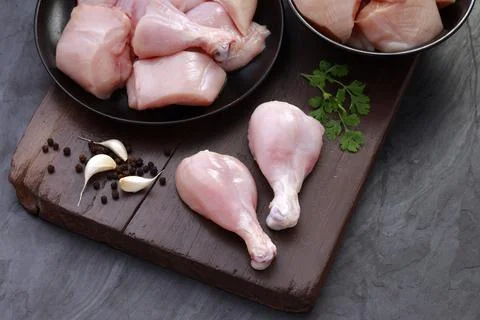 Raw chicken cuts combo Stock Photos