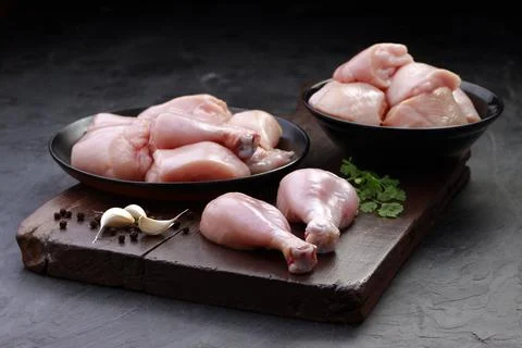 Raw chicken cuts combo Stock Photos