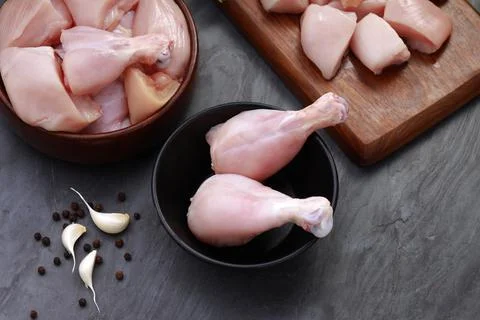 Raw chicken cuts combo Stock Photos
