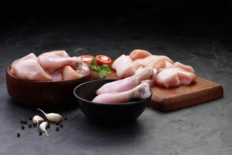 Raw chicken cuts combo Stock Photos