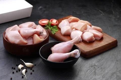 Raw chicken cuts combo Stock Photos