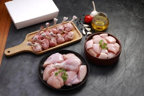 Raw chicken cuts combo Stock Photos