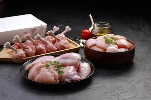 Raw chicken cuts combo Stock Photos