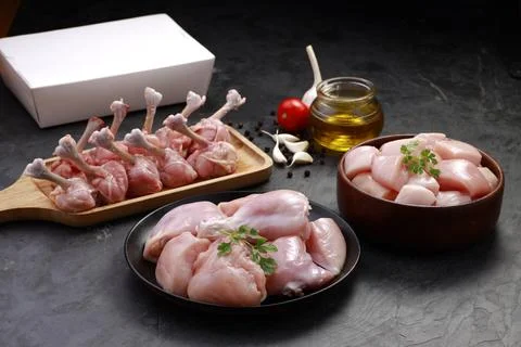 Raw chicken cuts combo Stock Photos