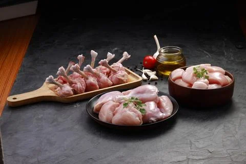 Raw chicken cuts combo Stock Photos