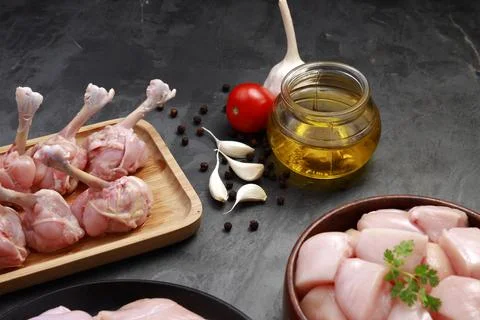 Raw chicken cuts combo Stock Photos