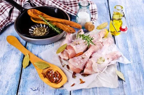 Raw chicken drumstick Stock Photos