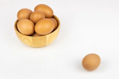 Raw chicken egg isolated on white background, space for text. Stock Photos