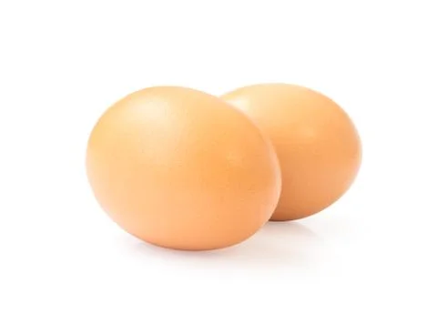 Raw chicken eggs on white background with clipping path Stock Photos