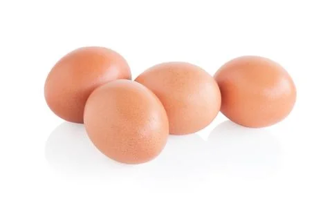 Raw chicken eggs on white background with clipping path Stock Photos
