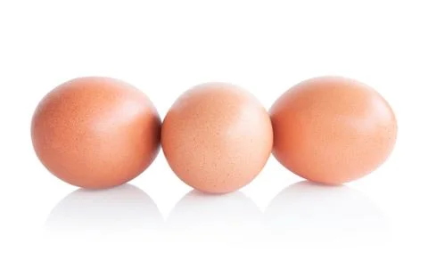 Raw chicken eggs on white background with clipping path Stock Photos