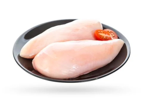 Raw chicken fillets close up on white Foto stock