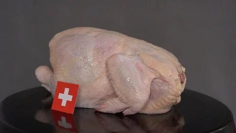 Raw chicken with flag of Switzerland Stock Footage 101291213