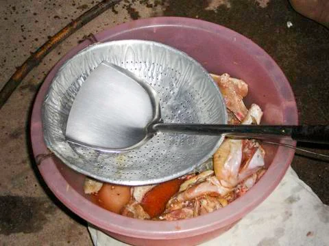 Raw chicken fried preparations Stock Photos