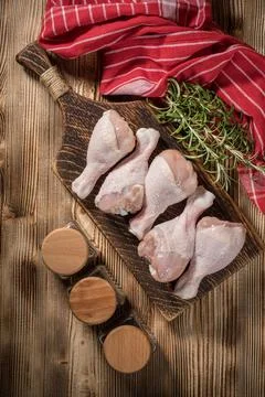 Raw chicken legs. Stock Photos
