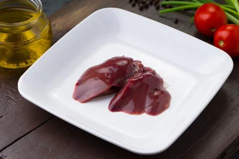 Raw chicken liver Stock Photos