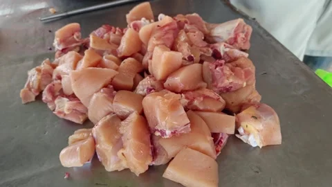 Raw chicken meat chunks Stock Footage 274141196