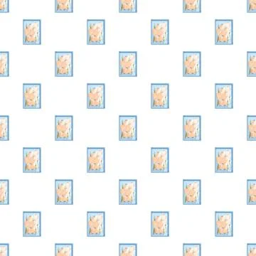 Raw chicken packaged meat in uniform pattern Illustrazione stock