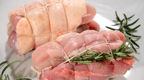 Raw chicken rolls Video stock 36498656