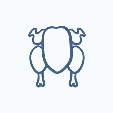 Raw chicken sketch icon Illustrazione stock