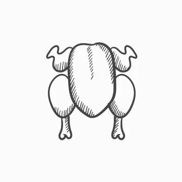 Raw chicken sketch icon Stock Illustration