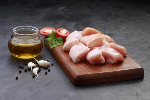 Raw chicken tender fry cut without skin Stock Photos