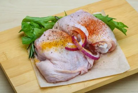 Raw chicken thights Stock Photos