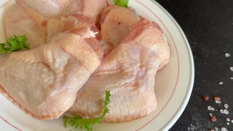 Raw chicken wings poultry meat lunch or dinner tasty snack fresh food Stock Footage 335651240