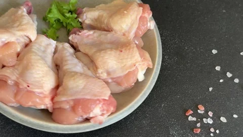 Raw chicken wings poultry meat lunch or dinner tasty snack fresh food Stock Footage 335651246