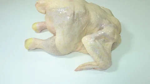 Raw Chicken On A Wooden Table Stock Footage 90070080