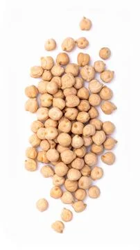Raw Chickpeas Isolated on White Background, Beige Round Legume Seeds Rich i.. Stock Photos